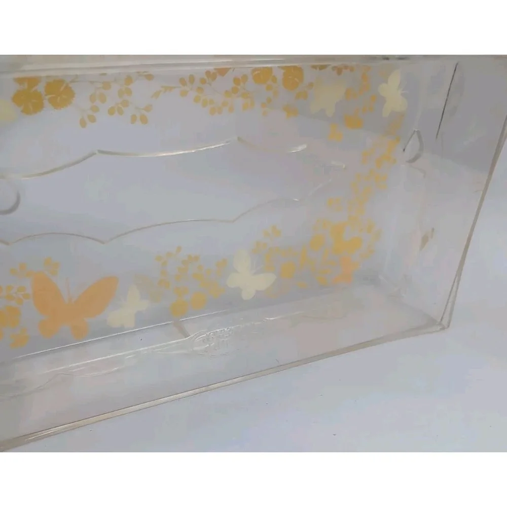 Wolff Acrylic Tissue Box Holder Mount Yellow/Cream Butterflies 10
